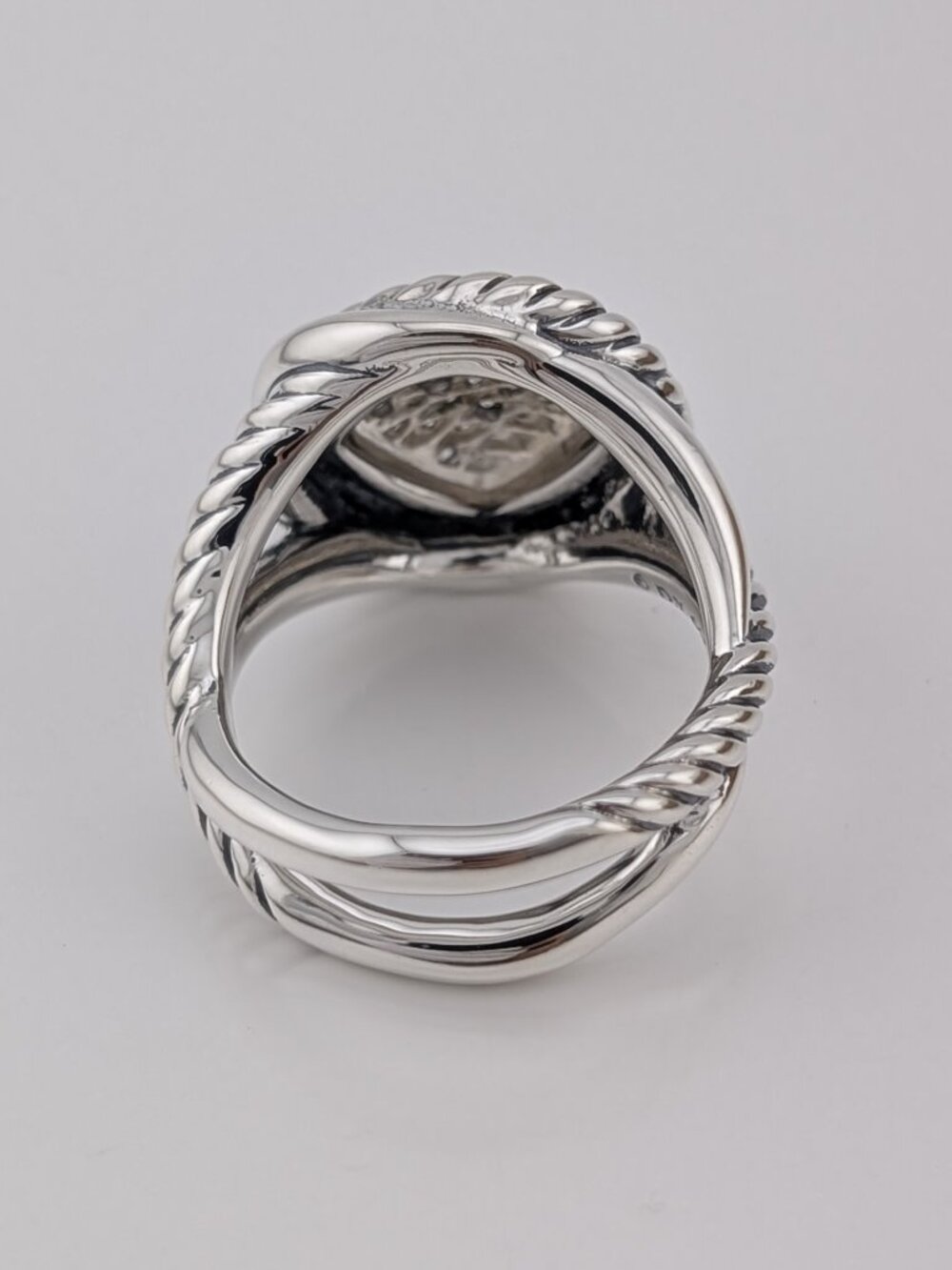 David Yurman Sterling Silver 11mm Infinity Pave Diamond Ring - Picture 3 of 4